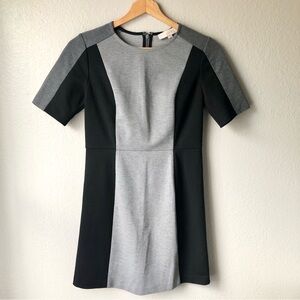 LOFT Black and Gray Colorblock Dress